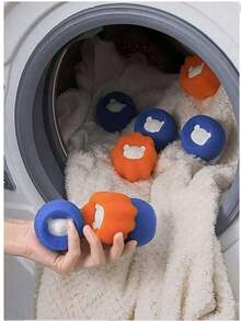 10 个熊形宠物洗衣海绵球，去除宠物毛发，用于洗衣，减少皱纹和纱线碎片，可重复使用的烘干球，宠物清洁工具，颜色随机。