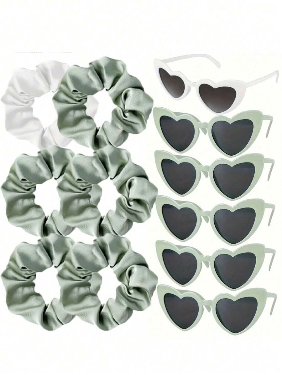 12pcs Luxurious Satin Bridesmaid Scrunchies Set - Soft Hair Ties, Fashion Glasses, And Chic Accessories For Bachelorette Party Favors, Bridesmaid Proposal Gifts, Bridal Shower, And Wedding Celebrations