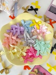 50 件可爱芭蕾舞风格迷你缎带蝴蝶结，DIY 工艺装饰配件，适用于时尚和发饰