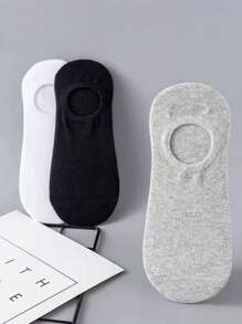 5 pares de calcetines sin marcas de color negro, blanco y gris sólidos, antideslizantes y antifricción, unisex