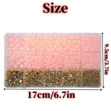 2160 peças/1080 peças de contas de acrílico de 3,5-10 mm, contas espaçadoras. Kit de confecção faça você mesmo com 15 grades, joias, enfeites e decoração. Contas decorativas. (Rosa claro, Rosa)