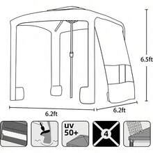 Beach Cabana 6.2'*6.2' Beach Canopy Easy Set Up And Take Down Cabana Tent With Sand Pockets Instant Sun Shade With Side Wall Pink Leaf - 粉紅葉 - 查看 5