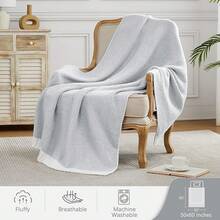 Downluxe Checkered Blanket Twin Size, 60x80 Inch Warm Lightweight Comfy Knitted Blanket, Ultra Cozy Twin For Bed/Sofa/Camping/Picnic (Sage Green) - 灰色 - 查看 2