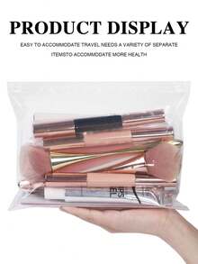 5件装便携式塑料拉链袋美甲工具美甲配件化妆包空透明收纳包 - 無色 - 查看 6