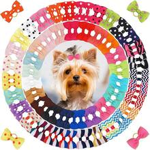 2025Hot SaleYxiang 100PCS Cute Pet Grooming Accessories - Colored Polka Dot Hair Bows With Rubber Bands For Small Dogs And Puppies Like Yorkies - 50 Pairs