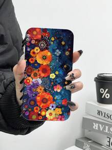 1pc Polka Dot Floral Pattern Flip Cover Mobile Phone Case, Book Style, Compatible With Apple 11/12/13/14/15/16 Pro Max / Galaxy A05/A15/25/35/55/S23/S24 Ultra