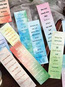 30 件圣经诗句书签阅读爱好者礼物日记本剪贴簿书籍装饰性可重复使用卡片书签，学校用品，返校 - 彩色 - 查看 3
