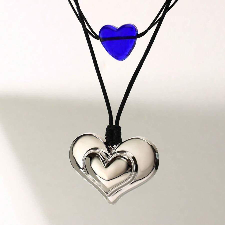 1pc New Minimalist Exaggerated Heart-Shaped Necklace For Women