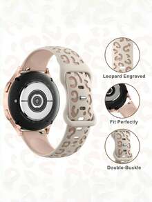 Bracelet de montre en silicone gravé à imprimé léopard bicolore 20mm compatible avec Samsung Galaxy Watch 7 6 5 4 40mm 44mm/5 Pro/6 Classic 47mm/Watch 4 Classic/Active 2, 45mm/Watch 3/Watch 4 Classic 42mm 46mm Watch 6 47mm 43mm, bracelet de sport bohème imperméable de remplacement compatible avec Huawei Honor pour hommes et femmes - Thé au lait/lumière des étoiles - Voir 5