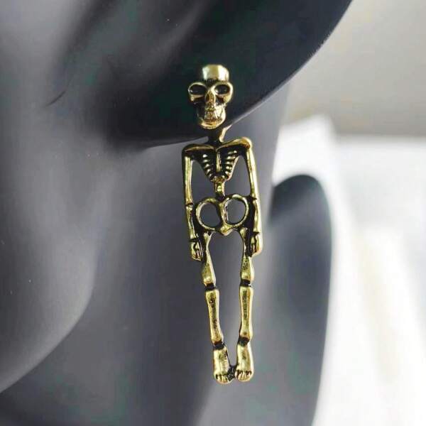 1 Pair Of Punk Skull Earrings, Detachable And Handmade In Hip-Hop Punk Style, Perfect For Women's Daily Wear, Holiday Gifts, Family, Friends, Wives, And Mothers