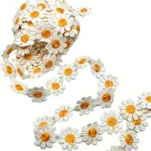 2 Meter 25mm orange Gänseblümchen Blumen Dekorative Spitze Bestickter Borte DIY Handgemachte Patchwork Borte Nähzubehör Bastelbedarf