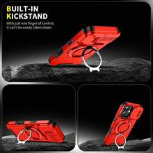 Military Industry Anti-Fall 360-Degree Rotating Anti-Drop Phone Case Holder Compatible With Apple 11/12/13/14/15/16 Pro Max, Galaxy S22/S23/S24+ UA04/A05/A14/A15/A24/A25/A34/A54S Series, Pixel, Redmi - Red - View 4