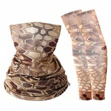 3件套防晒袖套和面罩迷彩服，男女适用，透气轻薄防护冰丝面巾和袖套。适用于钓鱼、骑行、徒步、攀岩、运动、露营、高尔夫等场合，可搭配滑雪面罩使用。 - 彩色 - 查看 12