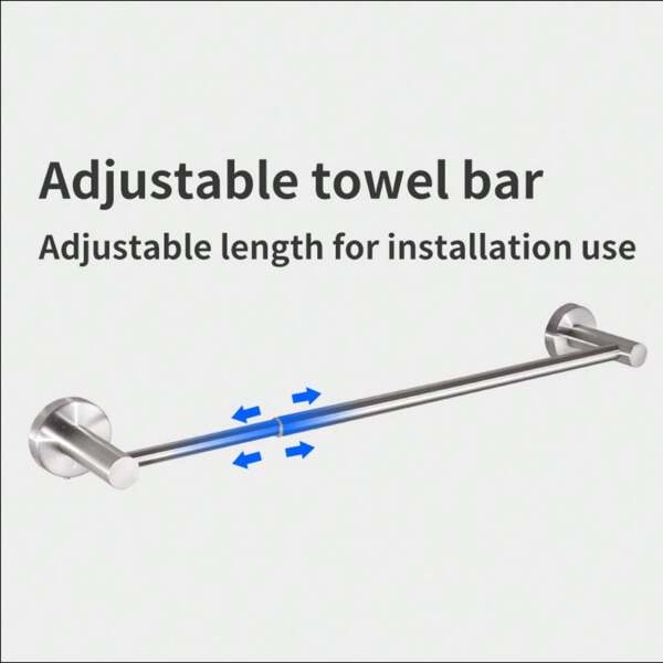 1pc Adjustable Bathroom Towel Rack, 43-65cm Extendable SUS304 Stainless Steel Towel Bar, Multifunctional Wall-Mounted Hotel Style Towel Rack With Screws, Brushed Silver And Painted Black