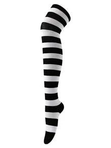 1 Pair Thigh High Socks, Anime Cosplay Role Play Style Striped & Solid Colors, Fall Socks - Multicolor - View 29