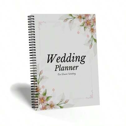 Wedding Planner Checklist & Budget Organizer - A5 White Spiral Notebook With Floral Design, 86 Lined Pages, 6 Sections (Guest List, Vendors, Decor, Attire) - Unisex Wedding Planning Template For Couples, Wedding Supplies,School Supplies,Back To School