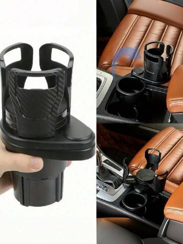 1 pieza Expandidor de portavasos de coche ajustable 2 en 1 con base giratoria 360°, extensor de portavasos doble ahorrador de espacio para la mayoría de los coches, agarre  en varios tamaños, organizador de vasos de coche | Portavasos negro elegante | Construcción de base giratoria, portavasos para vehículos, organizador de almacenamiento para mujeres, artículos esenciales de viaje, regreso a la escuela, almacenamiento en dormitorio