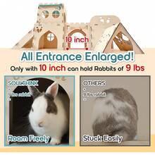 ®  Large Rabbit Hideout And Castle - Easy To Assemble Wooden Houses And Hideouts With Ramps And Tunnels Bunny Castle And Rabbit House For Rabbits To Hide And  Indoor - 1 - View 1