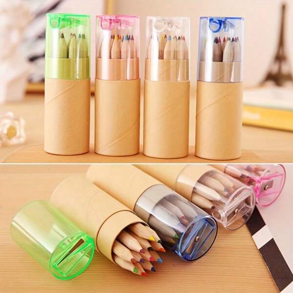 2 Packs Of 24 Mini Wooden Pencils With Built-In Sharpener, Drawing Pencil Set, School Stationery Supplies, Made Of PVC, No Battery Required