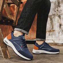 1 Pair Men's Casual Sports Shoes - Breathable Anti-Slip Sole, Lace-Up Style For All Seasons - Blue - View 2