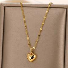 Collar de acero inoxidable para mujer con colgante en forma de corazón, joyería elegante hecha a mano, regalo - oro - Ver 3