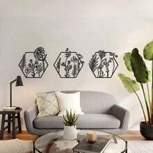 3 piezas de arte de pared con flor de metal, decoración floral, decoración de pared con flor de metal, decoración del hogar con flor de metal, decoración de pared con flor, decoración de pared con flores, regalo de inauguración de la casa
