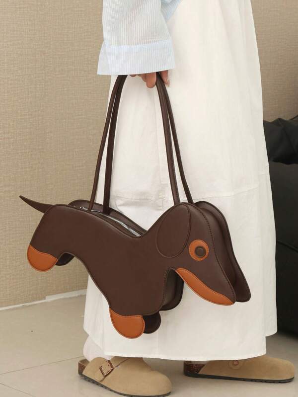 Cartoon Cute Dachshund Dog Handbag, Versatile For All Seasons, Small Dog Tote Bag Gift For Women, Suitable For Campus, Vacation, Casual & Fashion