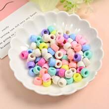 100 Piezas de Cuentas de Caballo se utilizan para el proceso de macarrón de plástico con perforación, cuentas de cabello Rainbow a granel, suministros para hacer joyas DIY como pulseras y collares (Macaron)