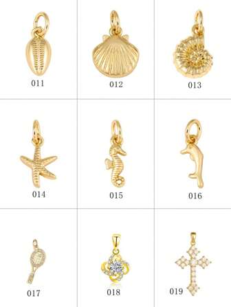 1pc Copper-Plated Cubic Zirconia Pendant, For Bracelet, Earring, Necklace DIY Jewelry