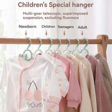 10pcs Plastic Baby Hangers, Adjustable PP Drying Racks, Anti-Slip, Durable, Suitable For Bathroom, Bedroom, Wardrobe, Cabinet, Home, Dormitory & Other Storage Facilities - Multicolor - View 2