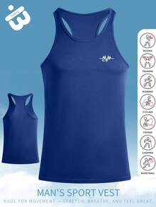 Men's Fitness Outdoor Sleeveless Top, Loose And Breathable Design, Suitable For Running, Gym, Basketball, Cycling, Yoga, Training And Casual Daily Wear, Outdoor Travel, Beach Vacation And Home Leisure, Suitable For Daily And Sports Occasions - Royal Blue - View 3