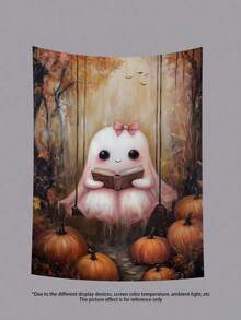 万圣节鬼魂挂毯系列南瓜灯黑暗城堡趣味鬼魂阅读万圣节横幅南瓜装饰秋季装饰挂毯墙艺术家居装饰