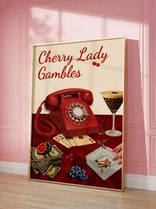 1/6Pcs Set Living Room Decor Retro Girly Canvas Poster – Y2K Fashion Prints, Canvas Wall Decor & Home Decor Living Room Accents, Stylish Leopard Wall Art & Posters For Room Decor, Bold Red Funky Home Decor Statement