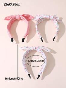 3pcs Pink Cherry Ditsy Floral Small Flower Hair Accessories, Rabbit Ear Headbands, Fabric Hair Hoops For Women, Suitable For Daily, Vacation And Outdoor Matching, Bow Accessories, Pink Accessories, Hair Accessories, Hair Band, Hairband For Women Head Accessories - Pink - View 4
