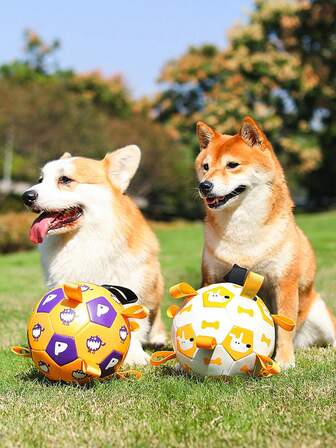 Interactive Dog Football Toys With Grab Tabs, Durable Dog Water Balls For Small Medium Breed, Indoor & Outdoor(Free Pump And Air Needle)