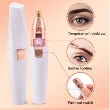 1 pieza Recortador de cejas eléctrico 2 en 1 para mujer, mini removedor de vello facial portátil con luz LED