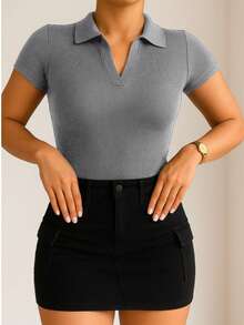 Women's Polo Shirt Short Sleeve Cotton - 1 XÁM 1 TẮT 1 XANH LÁ QUÂN ĐỘI 1 NÂU 1 BEIGE - Xem 8