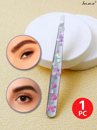 1pc Laser Print Eyebrow Tweezers, Cute & Practical Comfortable Makeup Tool