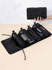 قطعة واحدة حقيبة تخزين فرش المكياج باللون الأسود/البني الكراميلي/الأخضر/البنفسجي، حقيبة تخزين حديثة محمولة، مناسبة للاستخدام الخارجي، بطراز بوهيمي، مناسبة لشاطئ العطلات، مجموعة الحمام، مجموعة غرفة النوم، سعة كبيرة