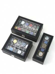 1pc 6/10/12 Slot 2-Layer Or 3-Layer Watch Box With Lock, For Storing Jewelry And Glasses, Suitable For Back To School