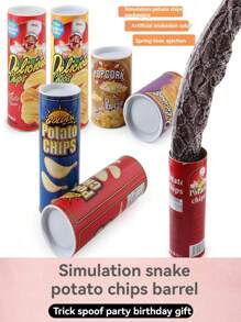 6pcs April Fool's Day Prank Toys Spring Snake Jumping Out Of Container, Fun Party Entertainment, Potato Chip Snake Novelty Toys, Potato Chip & Cockroach Model Combination Pack, Reusable