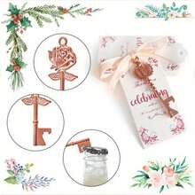 12 件全新创意开瓶器钥匙扣，适合婚礼季节、订婚派对装饰用品，带有感谢标签，适合作为婚礼、生日、周年纪念日、圣诞节、情人节、新年和各种庆祝活动的客人礼物。