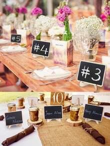 10 件迷你黑板展示板，用于装饰、家居装饰标志、迷你备忘板木制黑板，带书写粉笔，适用于生日派对、活动、婚礼、面包店展示、酒店、宴会、超市、甜点、花卉、座位卡（粉笔颜色样式随机）