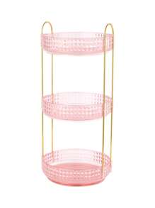 360° Rotating Diamond Pattern Acrylic Makeup Organizer Box, Vanity Countertop Cosmetic Storage Rack For Lipstick, Skincare, Perfume And Beauty Products