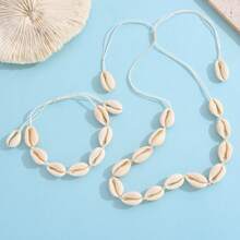 2pcs/Set Shells Natural Hand Knitting Chain Rope Girl Choker Bracelets Beach Holiday Jewelry Gift Adjustable