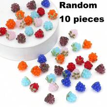 2/5/10/50pcs Handmade Plump Raspberry Glass Beads, 7 Vibrant Colors - Ideal For DIY Jewelry Making, Bracelets, Necklaces And Earrings - Realistic Fruit Design With Green Leaves