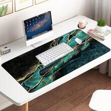 Large Mouse Pad Desk Dad, 4-In-1 Keyboard Wrist Rest Pad & Wrist Support Mouse Pad Set, Extended Desk Pad Waterproof Desk Home Office Study Game-Blue Marble - Đá cẩm thạch Malachite - Xem 7