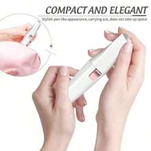 1 pieza Recortador de cejas eléctrico 2 en 1 para mujer, mini removedor de vello facial portátil con luz LED