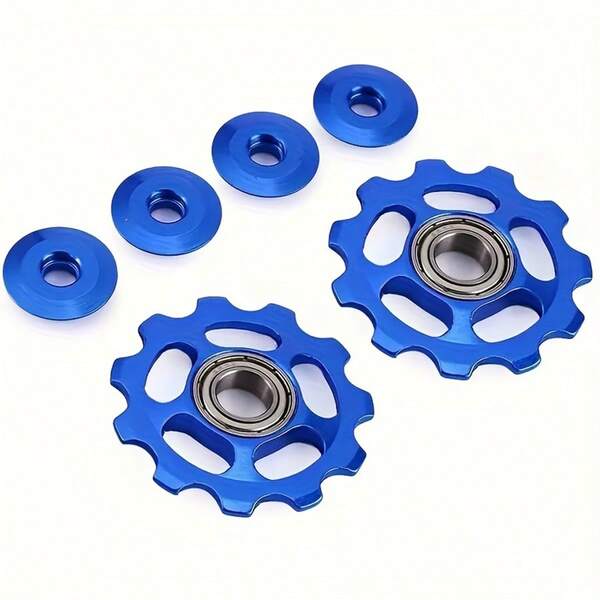 2pcs 11-Tooth Aluminum Alloy Bicycle Pulley Wheels, Lightweight & Versatile For Smooth Riding, Mixed Colors