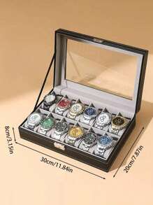 1pc 6/10/12 Slot 2-Layer Or 3-Layer Watch Box With Lock, For Storing Jewelry And Glasses, Suitable For Back To School